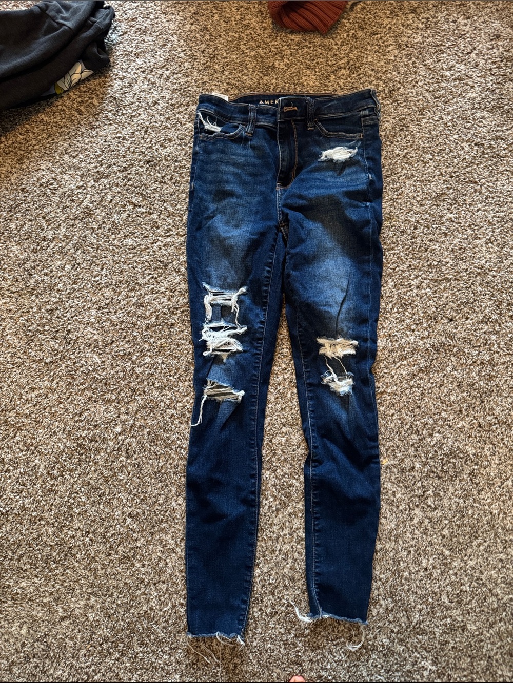 American Eagle Outfitters Dark Blue Ripped Skinny Jeans